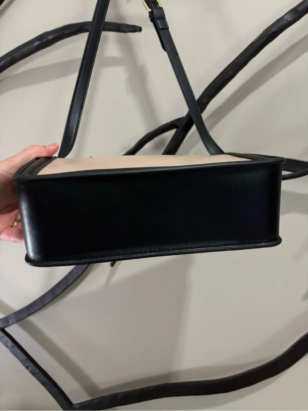 Two-Tone Cream and Black Crossbody Shoulder Bag